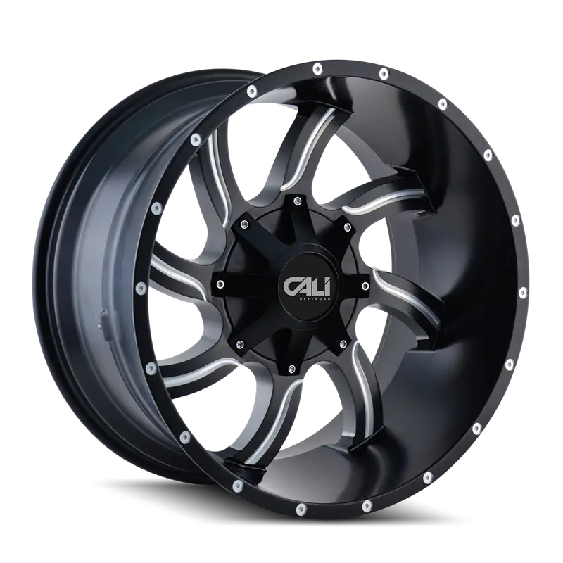Cali Off-Road 9102-2476M Twisted Spoke Wheel – 20X14", Satin Black/Milled Face, -76Mm Offset 1