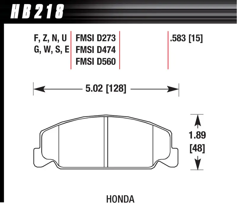 Hawk Performance Street Brake Pads – Hb218N583 Compound, Four-Pad Set 1