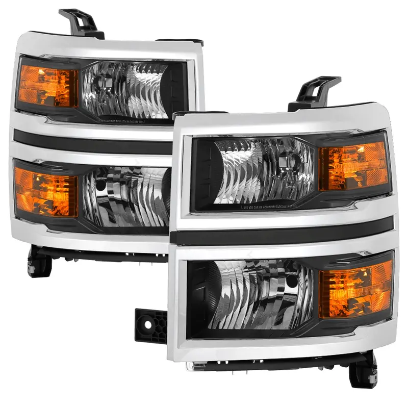 Spyder Auto 9042447 Oem Style Headlights; W/Chrome Trim; Black; 1