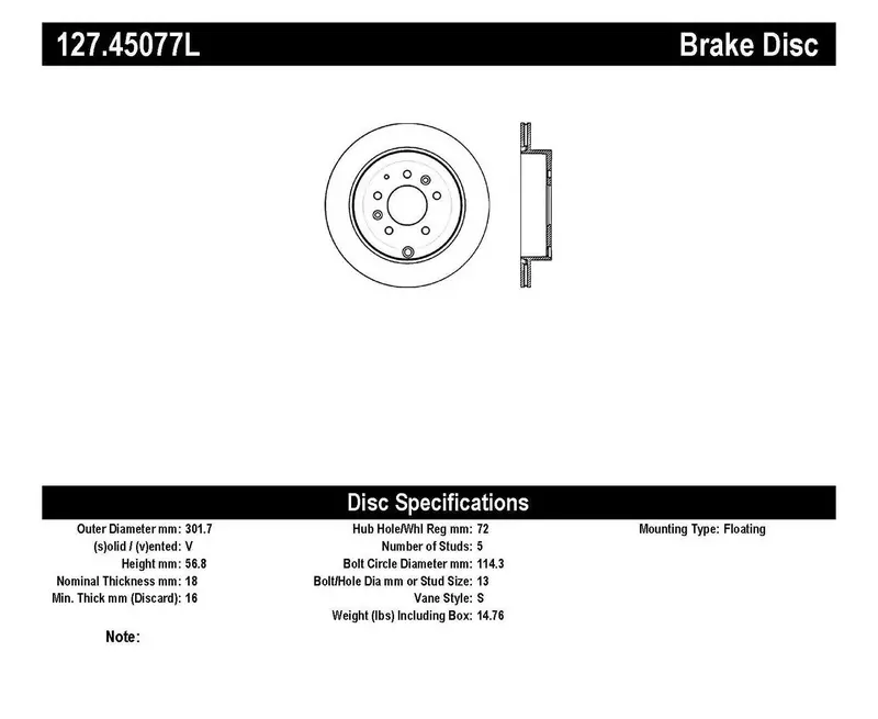 Stoptech 127.45077L Sport Drilled/Slotted Rear Left Brake Rotor – Balanced Performance Design 1