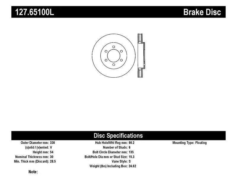 Stoptech 127.65100L Front Left Sport Brake Rotor – Drilled And Slotted Design 1