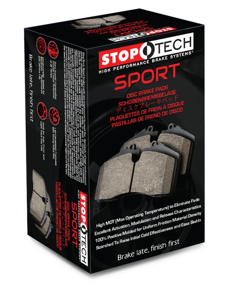 Stoptech 309.05372 Sport Brake Pad Set – Includes Shims And Mounting Hardware 1