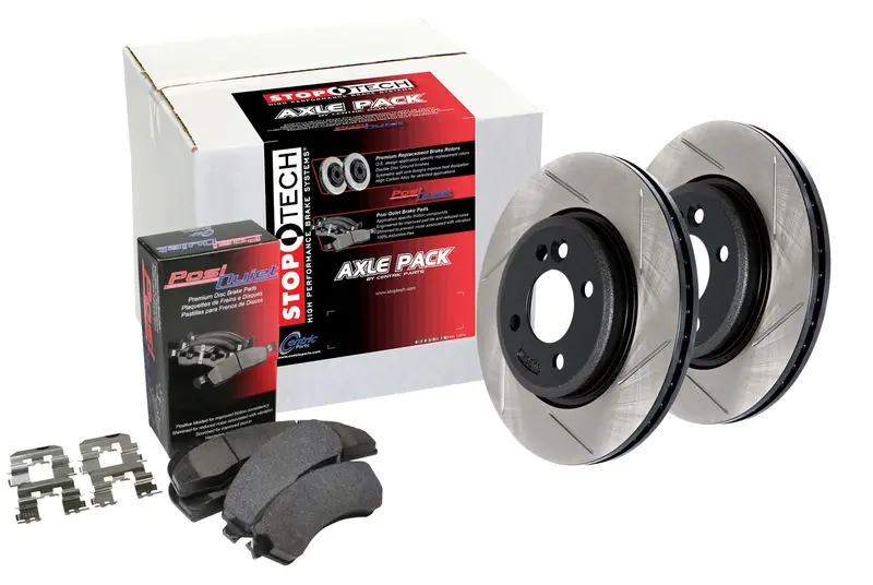 Stoptech 934.33158 Street Brake Kit – Front And Rear Slotted Rotors For Wheel Fitment 1