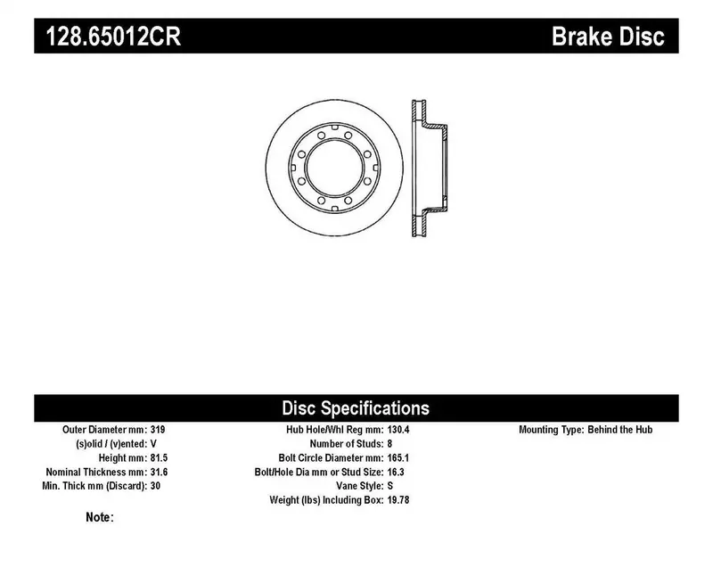 Stoptech Cryo-Treated Cross-Drilled Front Right Brake Rotor – Model 128.65012Cr 1