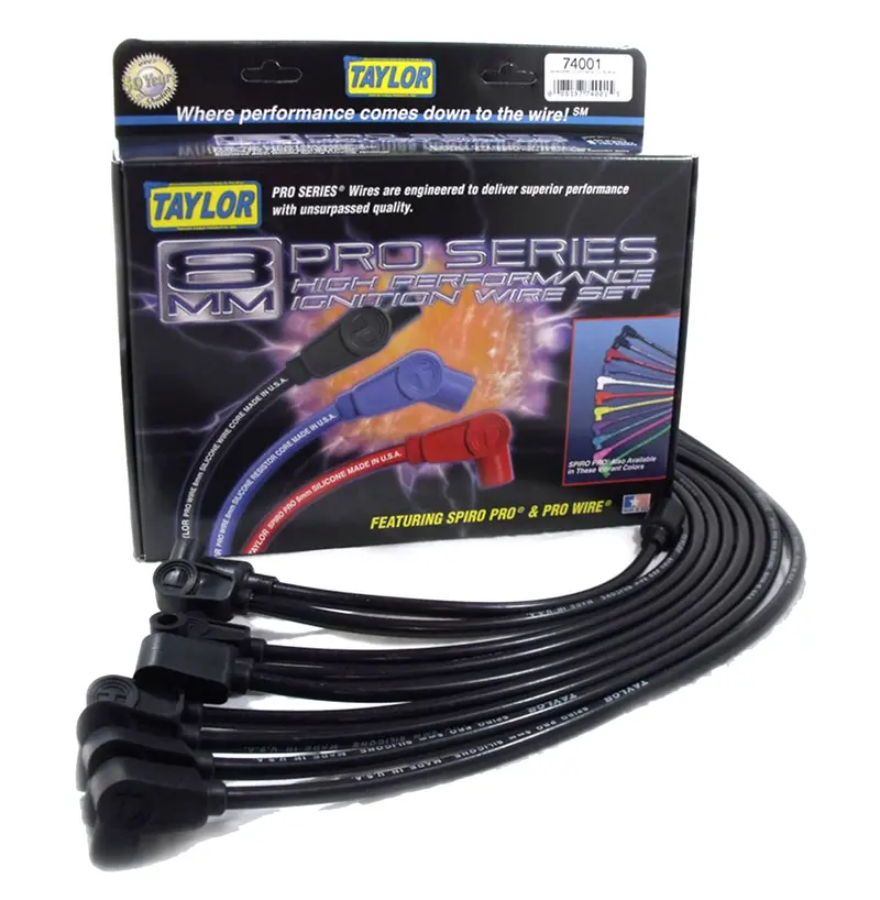 Taylor Cable 74088 8Mm Spiro-Pro Ignition Wire Set – Black, Oe-Style Spark Plug Boots, 9.5In Length 1